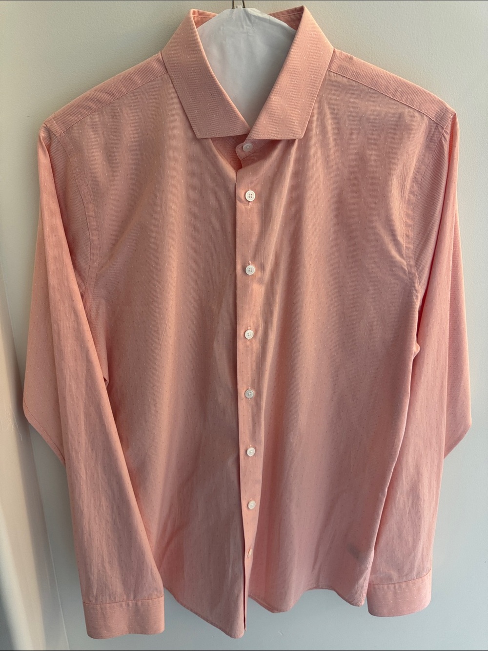 Express Men's Extra Slim Fit Salmon Dress Shirt - Classic Long Sleeve